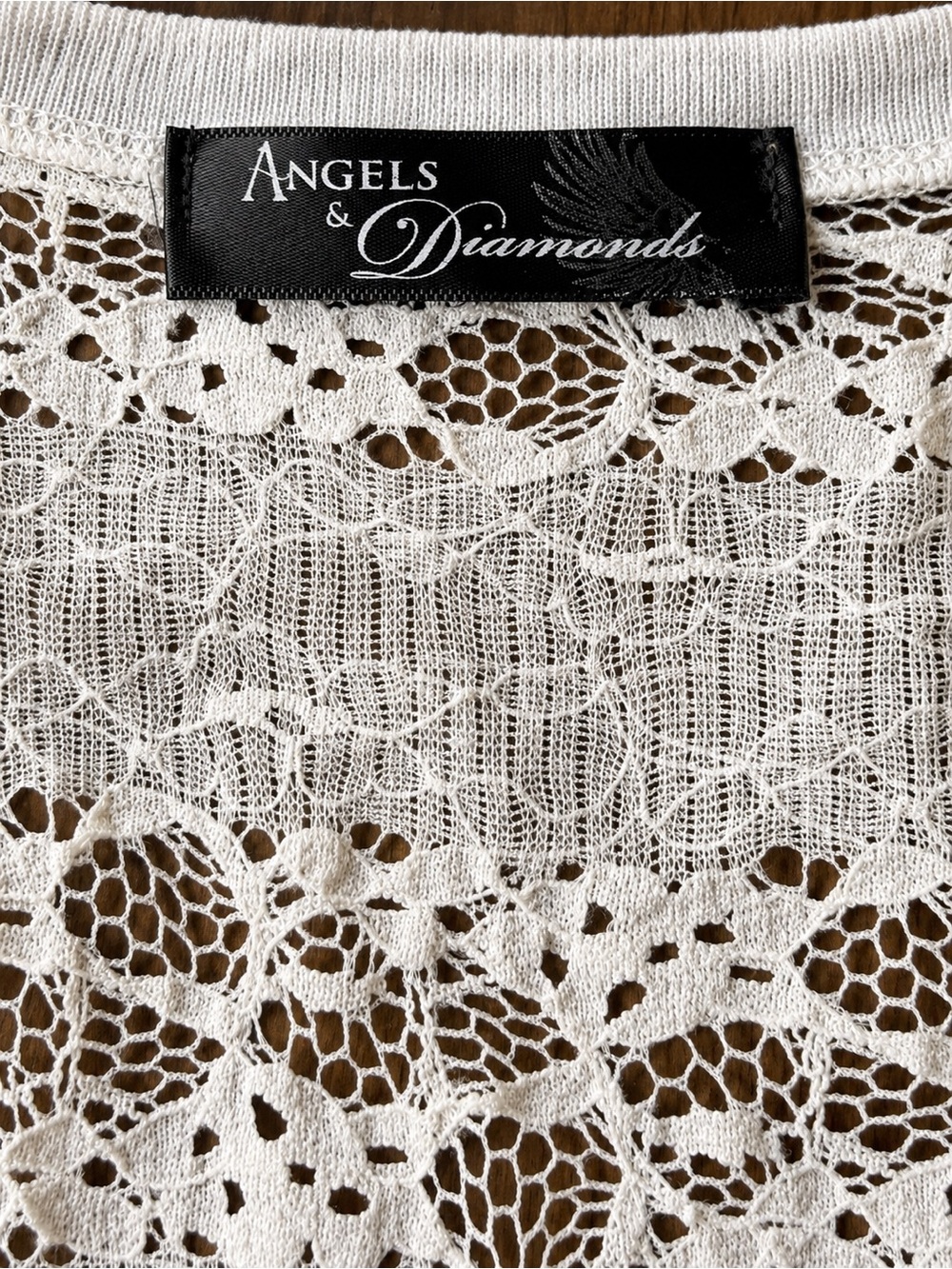 Y2K Angels & Diamonds Lace Rhinestone V Neck Top Size Small Vintage Lace Shirt - Picture 5 of 5